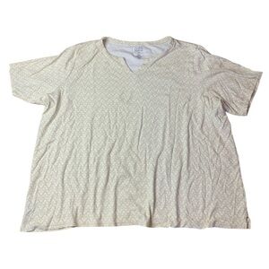 Croft & Barrow 3X Women’s Plus 100% Cotton V-Neck Top Ivory Pattern